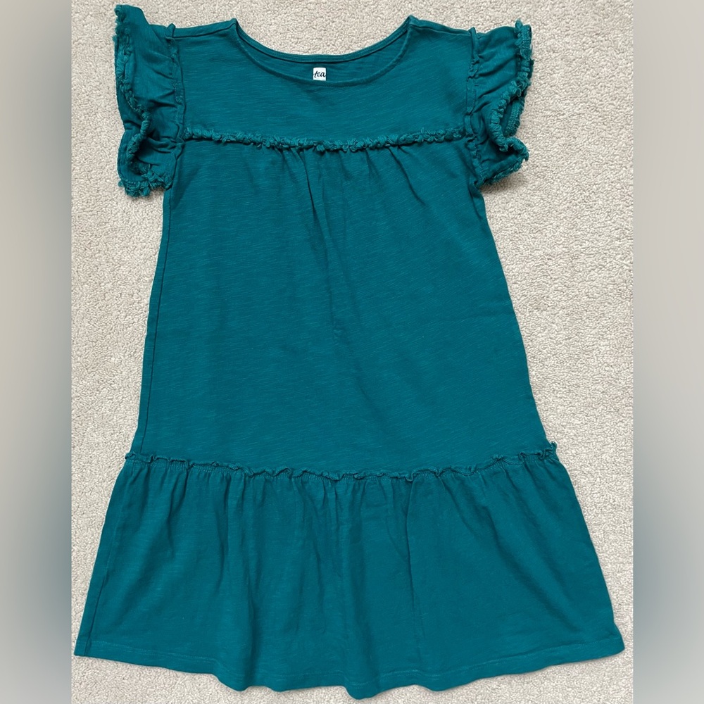 Tea Collection Girls 8 Teal Blue Ruffled Tiered Sundress